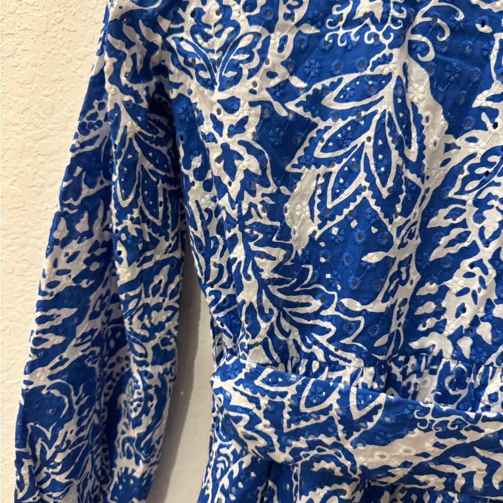 Zara Blue and White Long Sleeve Dress - Picture 8 of 8